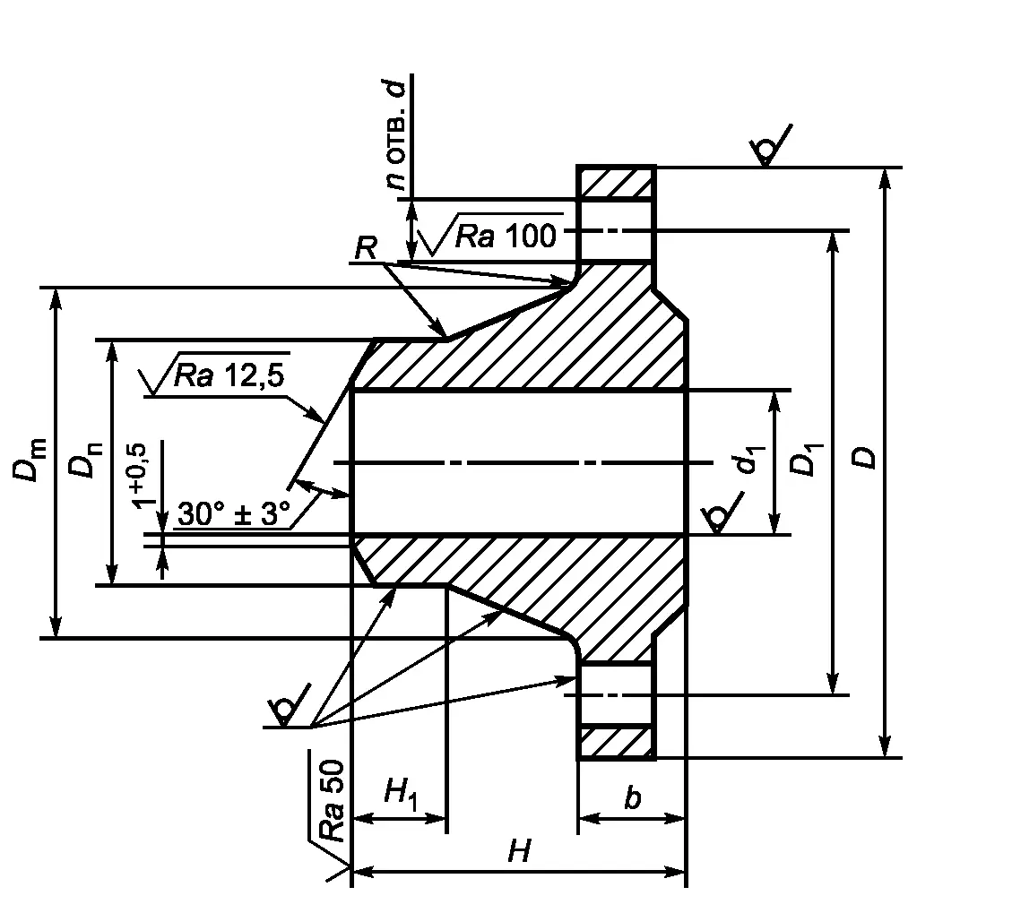 Чертёж фланца тип 11
